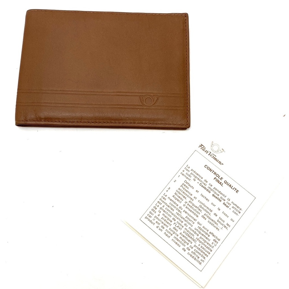 Flavi Vismano Men's Tan Bi-Fold Italian Leather Wallet